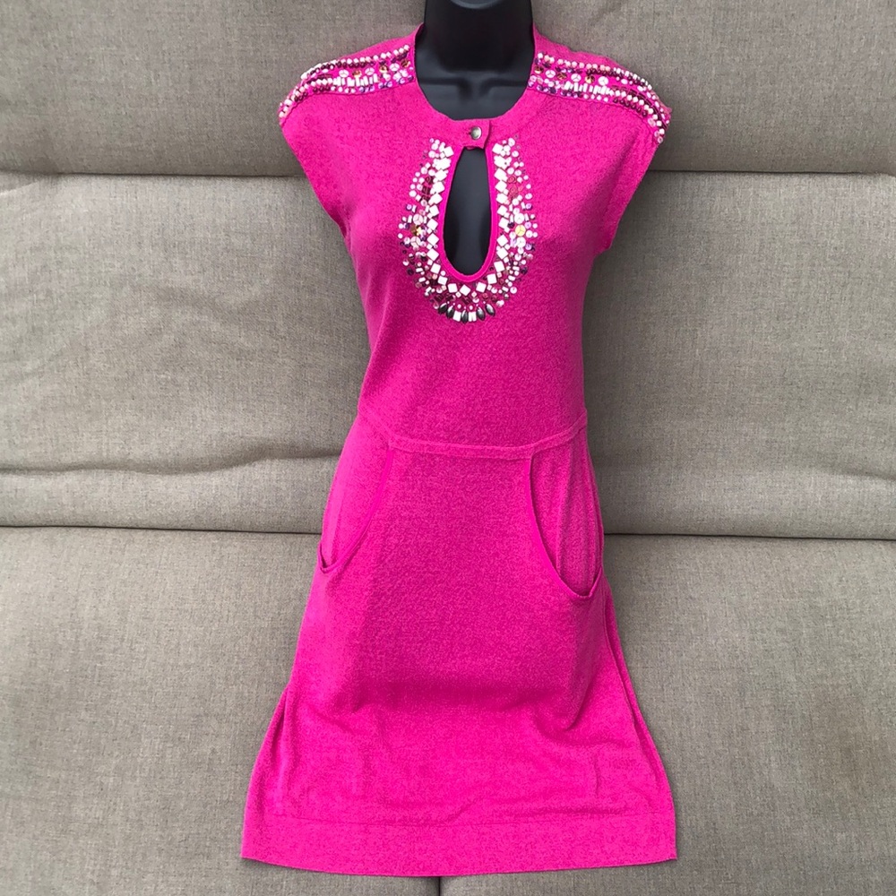 NANETTE LEPORE Embellished Pink Knit Dress